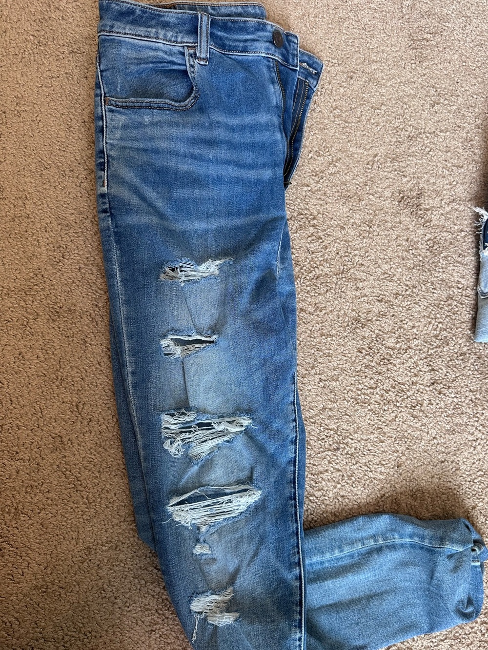 American Eagle Outfitters Distressed Skinny Jeans in Blue